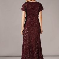 Phase Eight Amily Sequin Wrap Maxi Dress, Burgundy/Dark Red