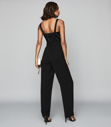 Reiss Natalia Structured Bodice Jumpsuit Black