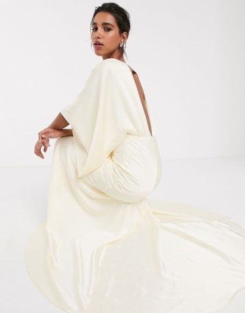 ASOS EDITION kimono plunge back maxi wedding dress Ivory