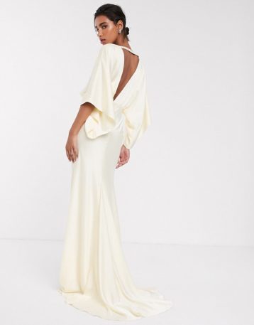 ASOS EDITION kimono plunge back maxi wedding dress Ivory