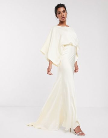 ASOS EDITION kimono plunge back maxi wedding dress Ivory