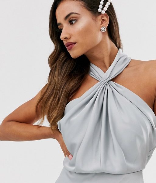 asos edition ruched halter neck maxi wedding dress