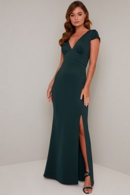 Chi Chi Bauer Maxi Dress Teal Green