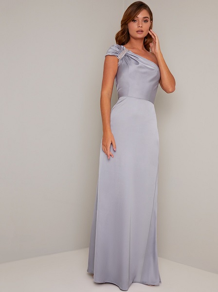 Chi Chi Ranya One Shoulder Maxi Dress, Lilac/Pale Blue - myonewedding.co.uk