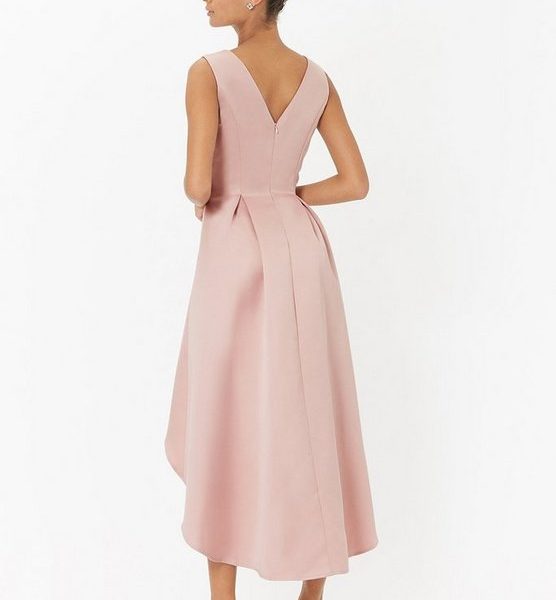 pink dip hem dress