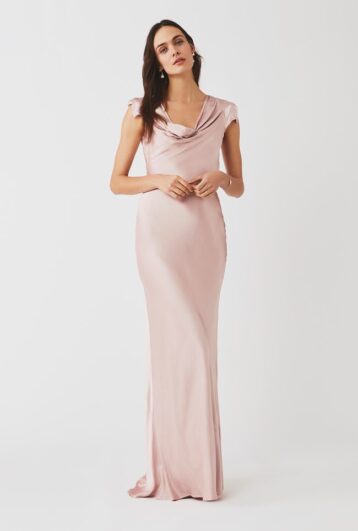 Ghost Sylvia Satin Cowl Bridesmaid Dress Boudior Pink