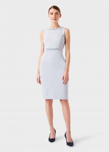 Hobbs Gill Shift Embellished Dress Pale Blue