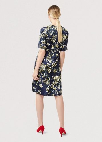 Hobbs Madeline Floral Sleeve Print Dress Navy Multi