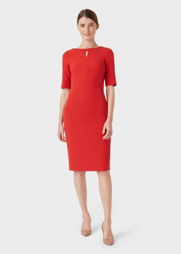 Hobbs Maura Sleeve Shift Dress Red