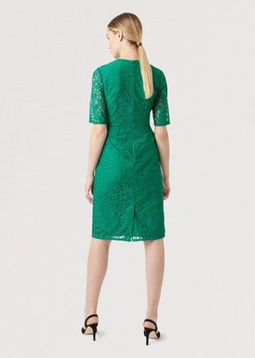 Hobbs Penny Lace Sleeve Dress, Meadow Green - Image 2