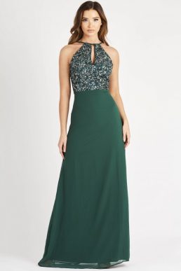 Lace & Beads Basia Green Maxi Sequin Bridesmaid Dress