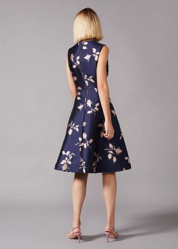 Phase Eight Jordyn Jacquard Fit And Flare Dress Navy Ballet Pink