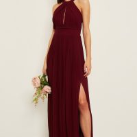 Tfnc pleated bridesmaids 2024 maxi dress in burgundy