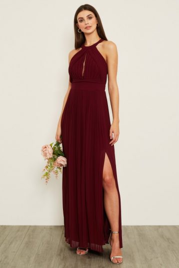 tfnc halannah burgundy maxi dress