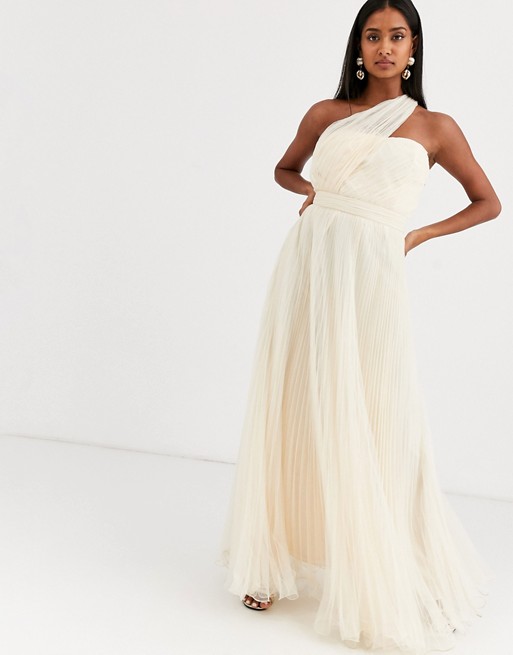 asos design one shoulder tulle maxi dress