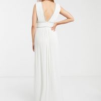 ASOS DESIGN premium pleat maxi dress with diamante trim, Ivory - Image 2