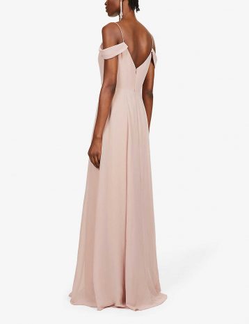 Jenny Yoo Priya Off The Shoulder Long Chiffon Gown Bridesmaid Dress Blush Pink