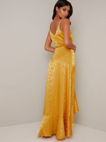 Chi Chi Marcia Satin Ruffle Maxi Dress, Yellow/Mustard - Image 2