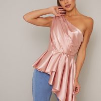 Peplum one shoulder top on sale