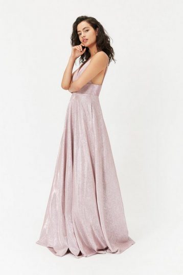 Coast Metallic Strappy Maxi Dress Pale Pink Blush