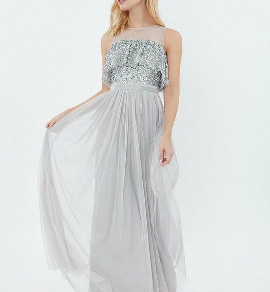 silver frill dress