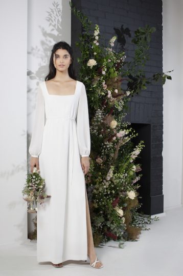 French Connection Aadina Crepe Column Wedding Dress Summer White