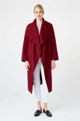 Hobbs Odelia double Face Wool Blend Coat Berry Red