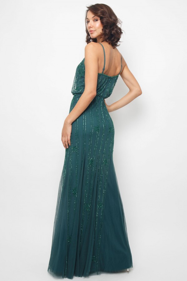Lace & Beads Keeva Maxi Dress, Teal Green 