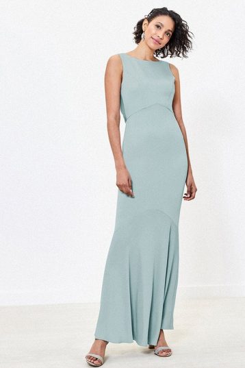 Oasis Amelia High Neck Cowl Back Bridesmaid Dress Pale Green