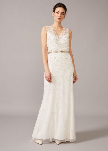 Phase Eight Frida Floral Applique Wedding Dress Ivory