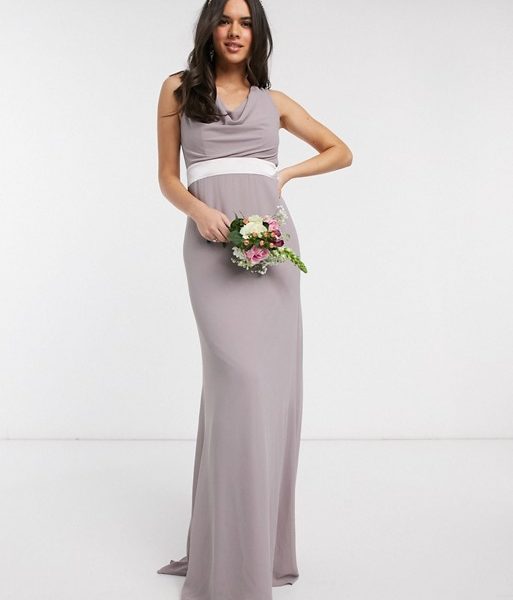 tfnc sateen bow back maxi bridesmaid dress