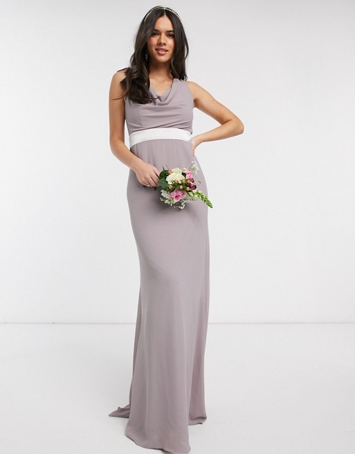 Tfnc sateen bow store back maxi bridesmaid dress