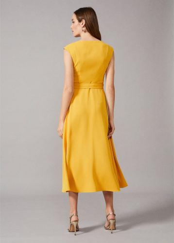 Phase Eight Rushelle Frill Midi Dress Yellow