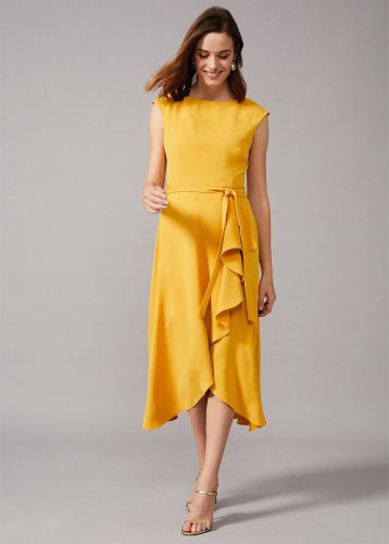 Phase Eight Rushelle Frill Midi Dress Yellow