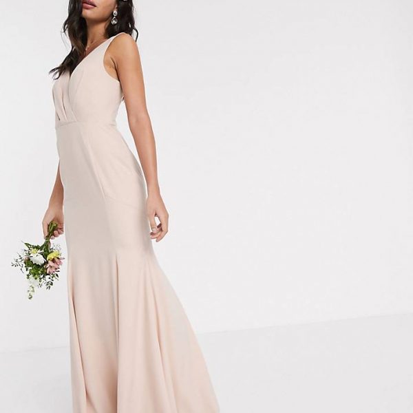 asos soft blush bridesmaid dress