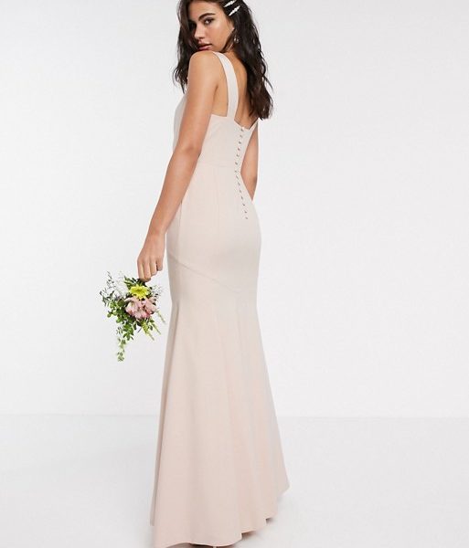 asos soft blush bridesmaid dress