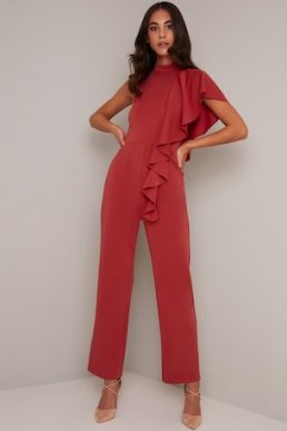 Chi Chi Lonie Waterfall Jumpsuit Orange