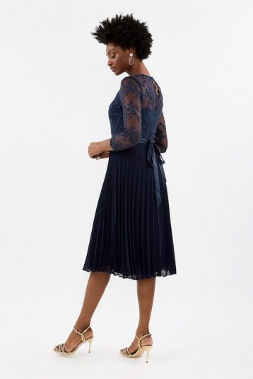 Coast Embroidered Long Sleeve Midi Bridesmaid Dress, Navy - Image 2