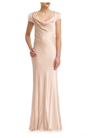 Ghost Sylvia Satin Cowl Bridesmaid Dress Oyster