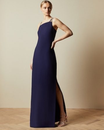 Ted Baker SANNSA Asymmetric strap maxi dress, Navy Blue - Image 2