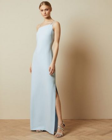 Ted Baker SANNSA Asymmetric strap maxi dress Pale Blue