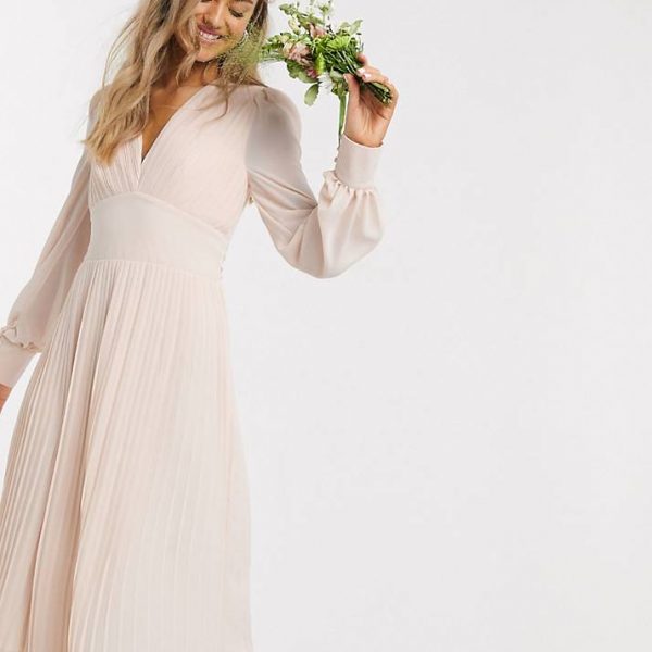 tfnc pleated midi bridesmaid dress