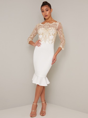 lace peplum dress with sleeves