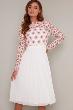 Chi Chi Ionie Sleeve Dres White Pink Multi