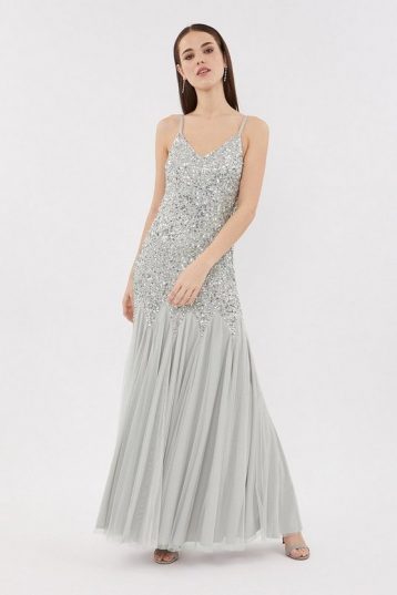 Coast All Over Sequin Maxi Mermaid Dress Silver