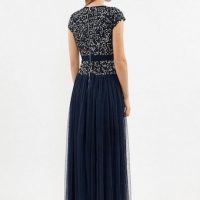 Coast Drop Waist Sequin Maxi Dress Navy