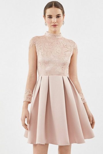 Coast Lace Bodice Fit And Flare Dress Blush Pale Pink