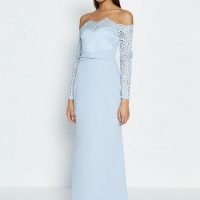 Blue bardot outlet maxi dress