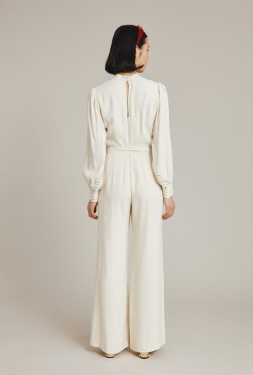 Ghost Olive Sleeve Wedding Jumpsuit Cloud Dancer Ivory