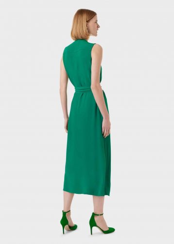 Hobbs Deanna Pleat Midi Dress, Green - Image 2